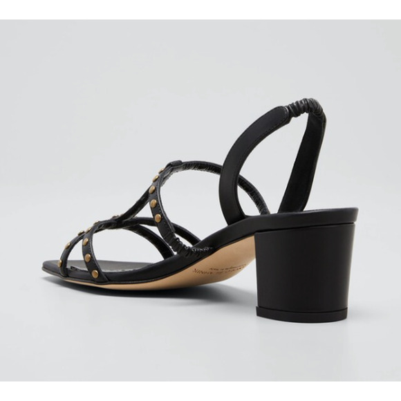 MANOLO BLAHNIK Luce Black Leather T-Strap Sandal, 50mm, 38 Retail $845 - Picture 9 of 10